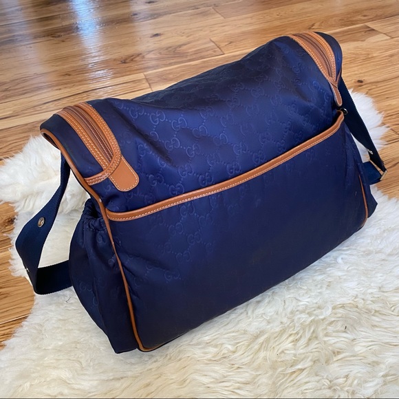 Gucci Guccissma Nylon Diaper Bag Navy Sheen Monogram - Picture 4 of 14